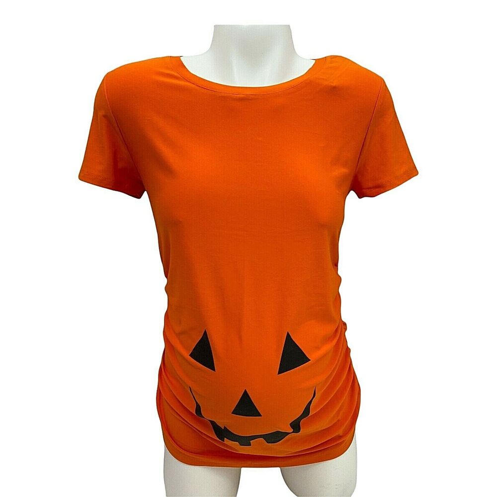 Pumpkin Maternity Top Womens XXL Ruched 2x Halloween Harvest Time and Tru